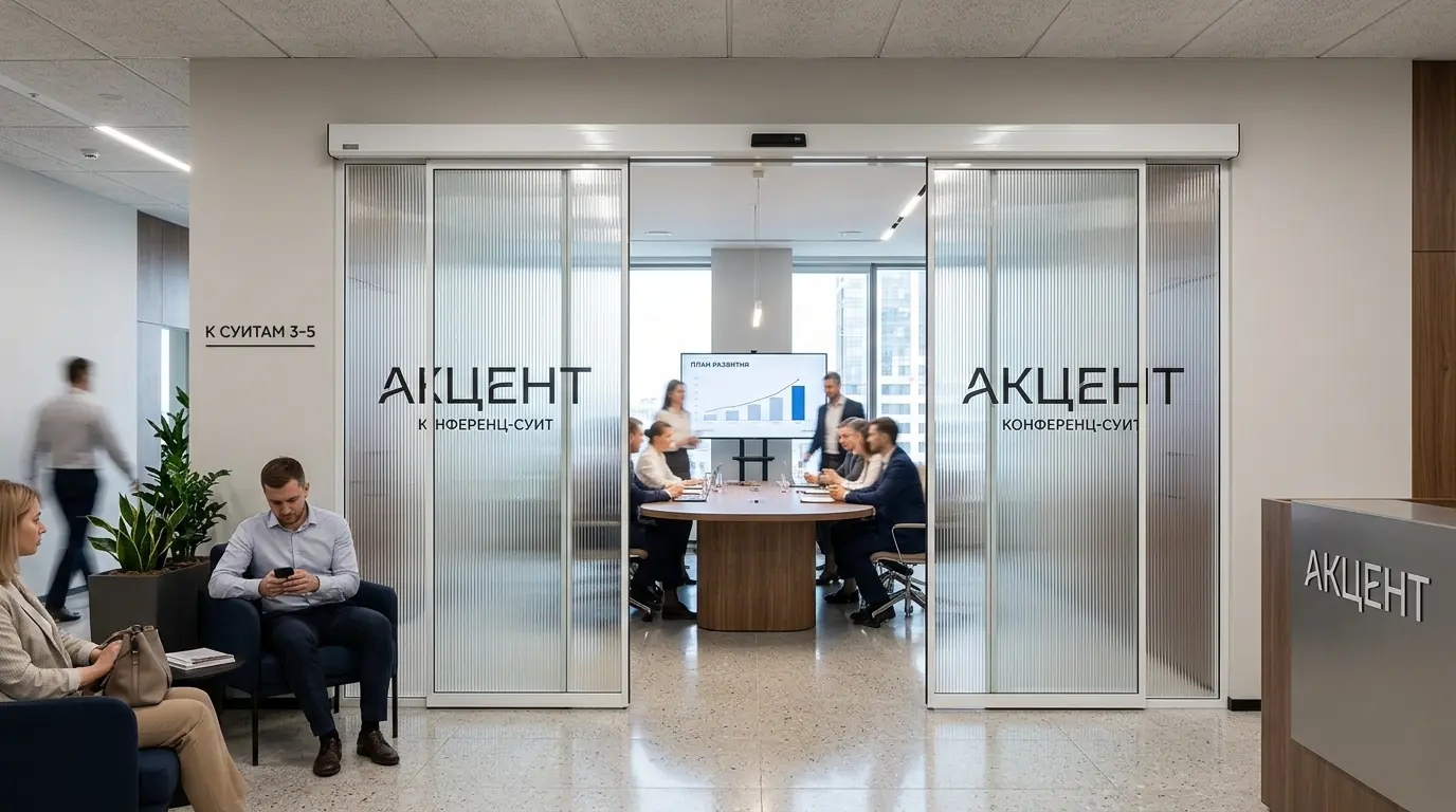 Автоматическая дверь с датчиком движения и фотоэлементом в интерьере